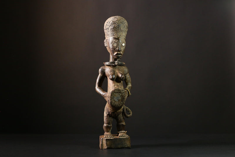 African Vintage Nkisi Nkondi Statue - African Collectible Voodoo Doll Art-G3679