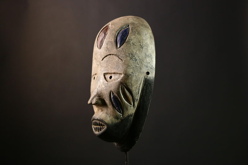 African Lega Mask - Handcrafted Wooden Tribal Wall Art, Unique Ethnic Decor, Stunning Collectible Sculpture from Congo Artisan-G1965