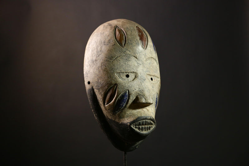 African Lega Mask - Handcrafted Wooden Tribal Wall Art, Unique Ethnic Decor, Stunning Collectible Sculpture from Congo Artisan-G1965