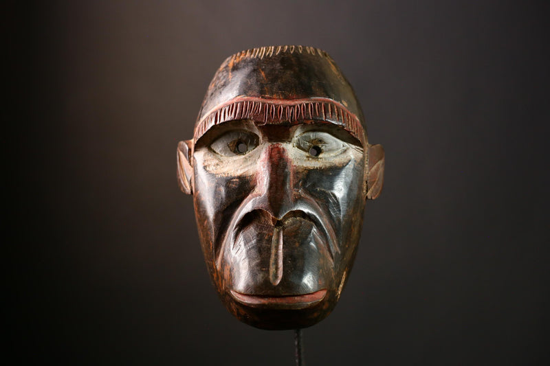 African Baule Monkey Mask - Handcrafted Wooden Tribal Wall Art, Unique Ethnic Decor, Stunning Collectible Sculpture from Africa-8169