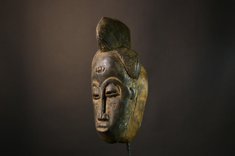 African Guru Mask - Hand-Carved Wooden Tribal Wall Art, Unique Ethnic Decor, Stunning Collectible Sculpture from Africa-G1920