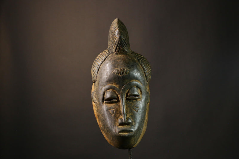 African Guru Mask - Hand-Carved Wooden Tribal Wall Art, Unique Ethnic Decor, Stunning Collectible Sculpture from Africa-G1920