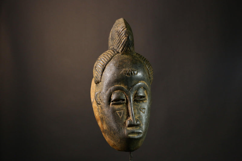 African Guru Mask - Hand-Carved Wooden Tribal Wall Art, Unique Ethnic Decor, Stunning Collectible Sculpture from Africa-G1920