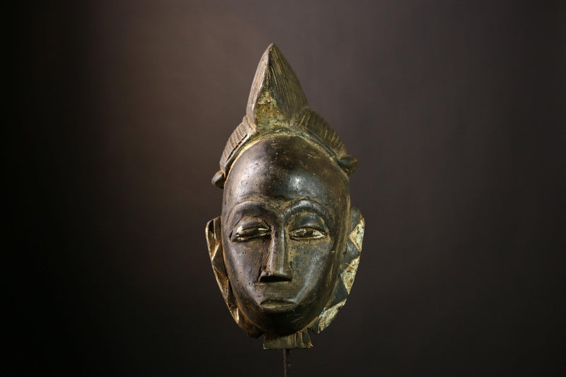 African Baule Mask - Hand-Carved Wooden Tribal Wall Art, Unique Vintage Decor, Ethnic Sculpture for Home and Art Collectors-G1906