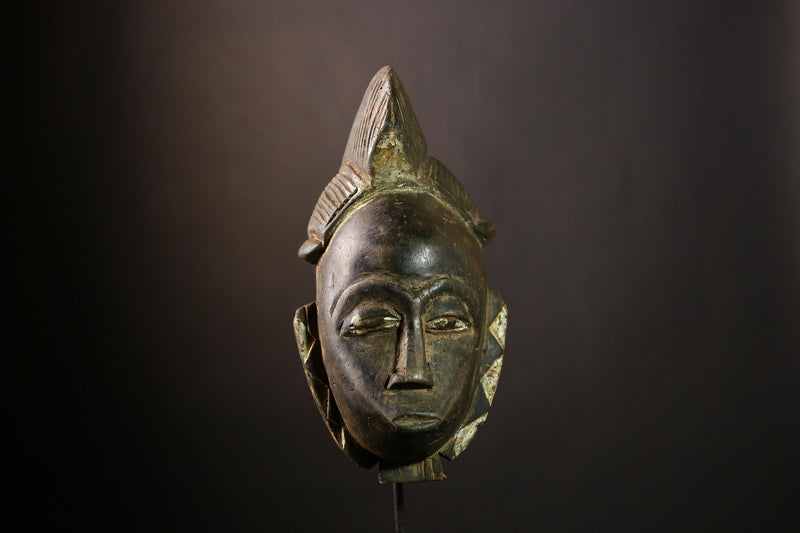 African Baule Mask - Hand-Carved Wooden Tribal Wall Art, Unique Vintage Decor, Ethnic Sculpture for Home and Art Collectors-G1906