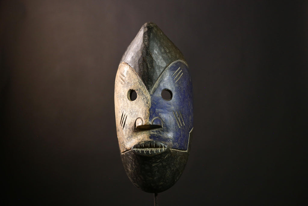 African Igbo Mask - Hand-Carved Wooden Tribal Spirit Mask, Unique African Wall Art, Ethnic Sculpture for Home Decor Collectors-G1903
