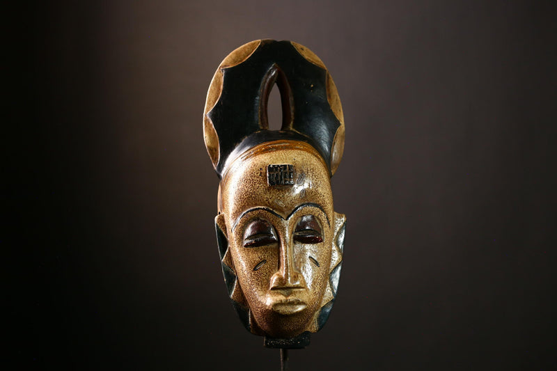 African Baule Mask - Collectible Hand Carved Wooden Wall Art, Unique Tribal Decor, Ethnic Sculpture for Home and Collectors' Displays-9467