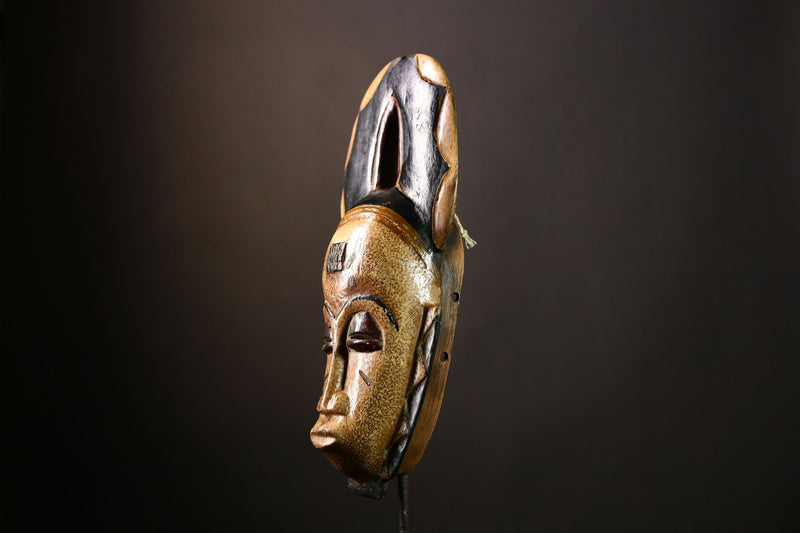 African Baule Mask - Collectible Hand Carved Wooden Wall Art, Unique Tribal Decor, Ethnic Sculpture for Home and Collectors' Displays-9467