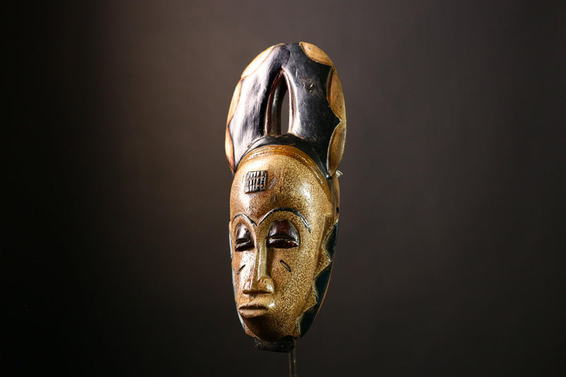 African Baule Mask - Collectible Hand Carved Wooden Wall Art, Unique Tribal Decor, Ethnic Sculpture for Home and Collectors' Displays-9467