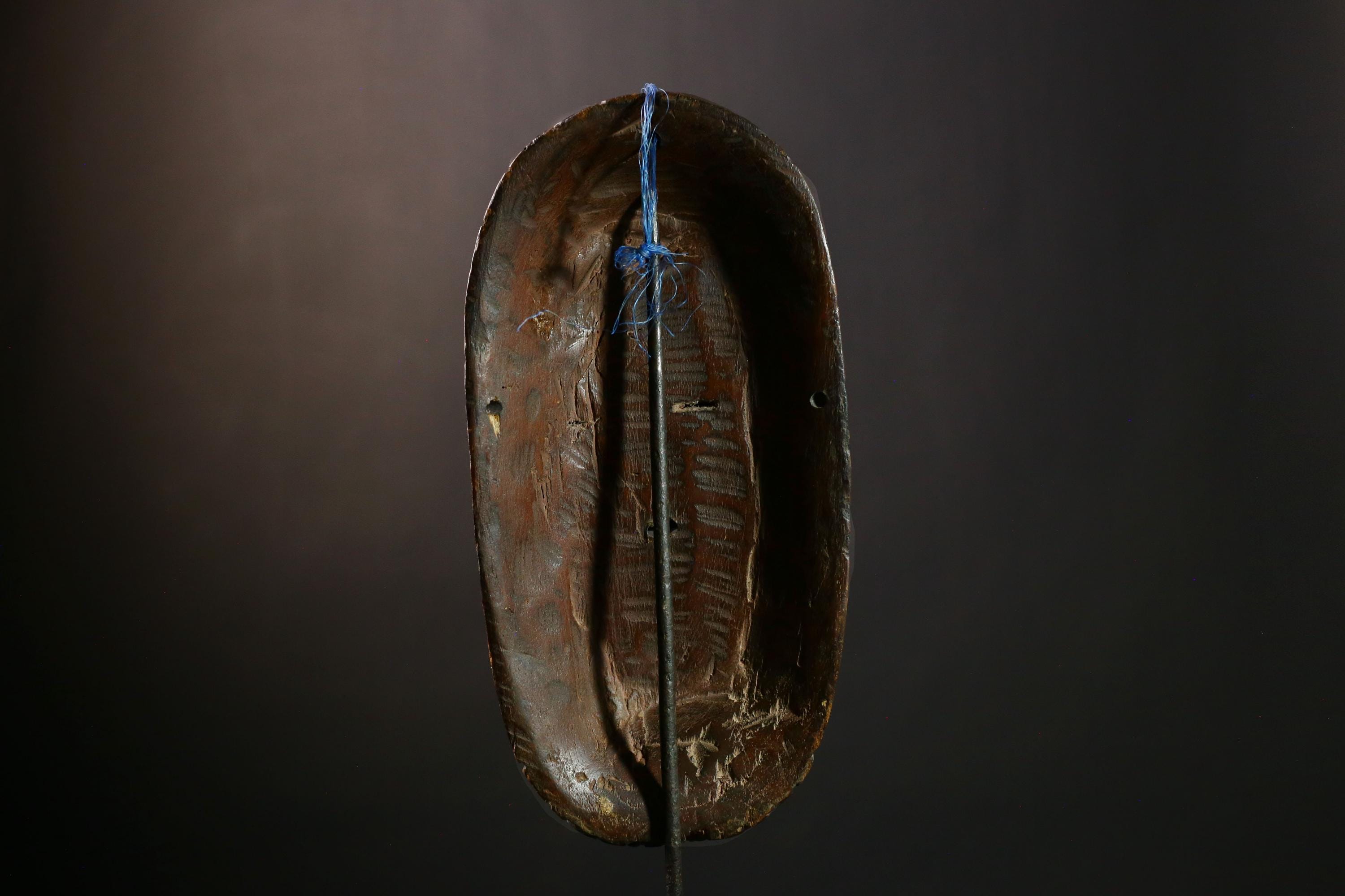 African Lega Bwami Mask - Handcrafted Wooden Tribal Wall Art, Unique Ethnic Sculpture, Vintage Home Decor for Collectors' Display-G3971