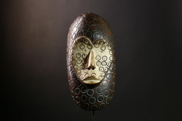 African Lega Bwami Mask - Handcrafted Wooden Tribal Wall Art, Unique Ethnic Sculpture, Vintage Home Decor for Collectors' Display-G3971