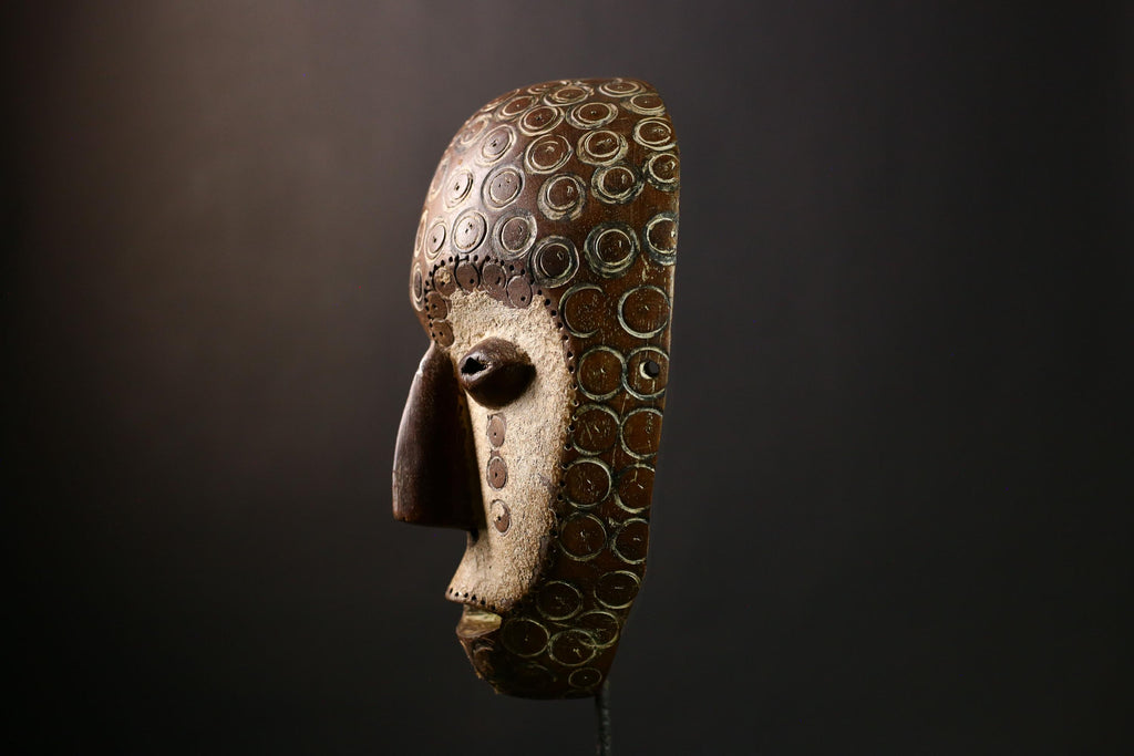 African Bwami Mask - Unique Handcrafted Wooden Tribal Wall Art from Congo, Ethnic Sculpture for Home Decor and Collectors-G3970