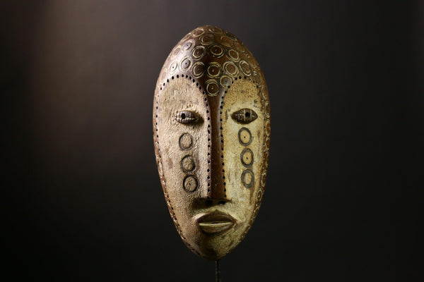 African Lega Bwami Mask - Handcrafted Wooden Tribal Wall Art, Unique Ethnic Sculpture, Vintage Home Decor for Collectors' Display-G3967