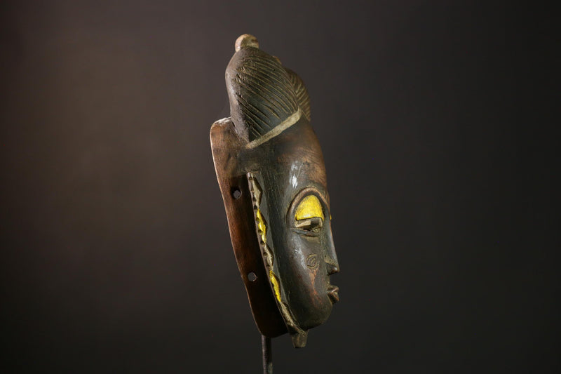 African Guro Mask - Vintage Wood Carved Tribal Face Art, Unique Wall Hanging Decor, Handcrafted Ethnic Sculpture for Collectors-G3959
