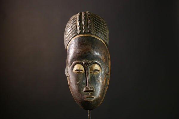 African Guro Mask - Vintage Wood Carved Tribal Face Art, Unique African Wall Decor, Handcrafted Collectible Sculpture for Home-G3958