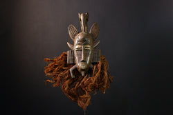 African Mask - Hand-Carved Senufo Tribal Wood Art, Unique Côte d'Ivoire Decor, Ethnic Wall Hanging Sculpture, Authentic Collectible-G3710