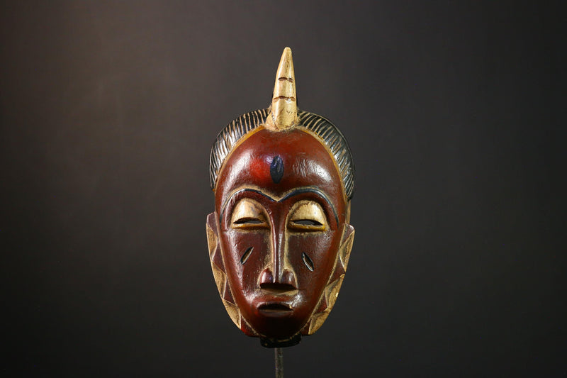 African Mask - Guro Baule Hand-Carved Wooden Wall Art - Unique Decorative Mask for Home Display and Ethnic Art Collectibles G3711