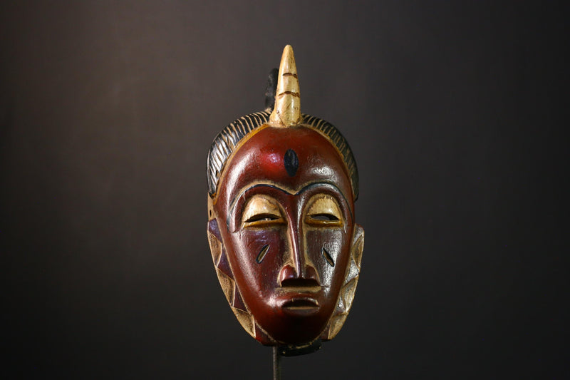 African Mask - Guro Baule Hand-Carved Wooden Wall Art - Unique Decorative Mask for Home Display and Ethnic Art Collectibles G3711