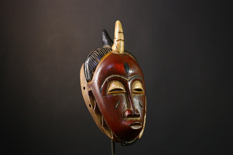 African Mask - Guro Baule Hand-Carved Wooden Wall Art - Unique Decorative Mask for Home Display and Ethnic Art Collectibles G3711