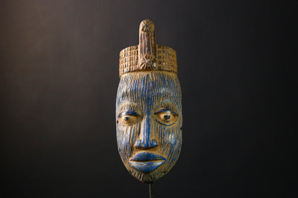 African Mask - Vintage Hand-Carved Grebo Wooden Tribal Wall Art, Unique Home Decor Sculpture, Authentic Ethnic Collectible Piece G3715