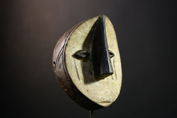 African Mask - Mfondo Wooden Face Mask from Lwala, Democratic Republic of Congo, Handcrafted Tribal Art, Unique Wall Decor Sculpture - G3717