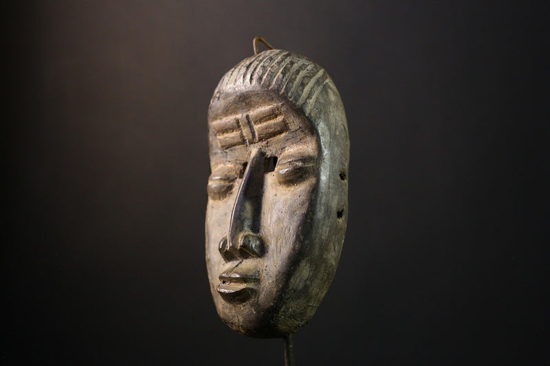 African Mask - Hand-Carved Tribal Dan Crane Art - Unique Wooden Collectible for Home Décor and Ethnic Wall Display Sculpture-G3720