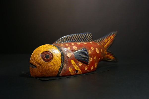 African Mask - Unique Bozo Fish Tribal Art Wooden Sculpture - Authentic Collectible for Home Décor and Ethnic Art Display-G3723