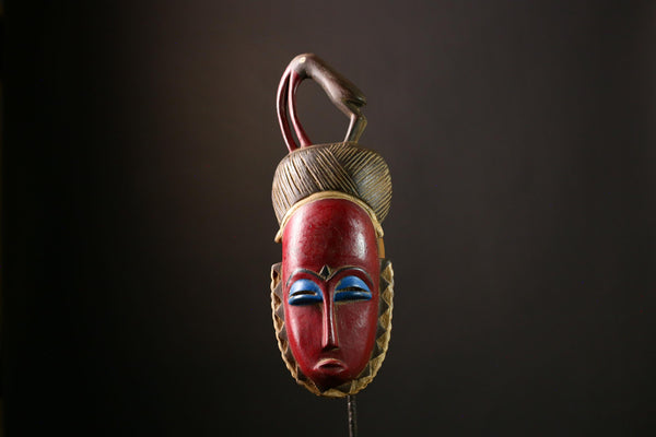 African Baule Mask | Authentic Tribal Face Sculpture | Vintage Ivory Coast Art | Antique Wooden Wall Decor | Ethnic Collectible-G3994