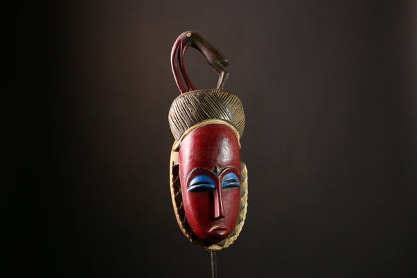 African Baule Mask | Authentic Tribal Face Sculpture | Vintage Ivory Coast Art | Antique Wooden Wall Decor | Ethnic Collectible-G3994