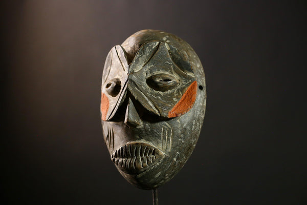 African Lega Mask Vintage Tribal Face Art, Authentic Handcrafted Wall Sculpture, Unique Decorative African Art Piece-G3988