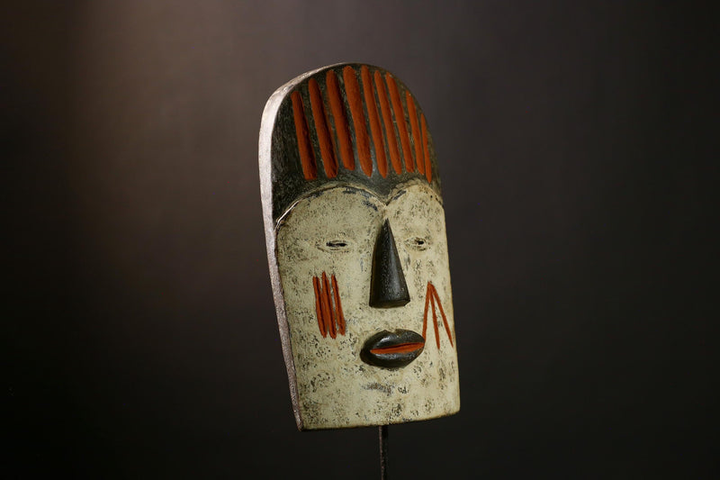 African Lega Mask Vintage Tribal Face Art, Authentic Handcrafted Wall Sculpture, Unique Decorative African Art Piece-G3987