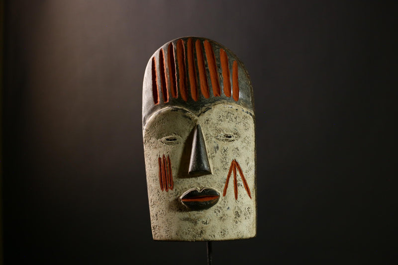 African Lega Mask Vintage Tribal Face Art, Authentic Handcrafted Wall Sculpture, Unique Decorative African Art Piece-G3987