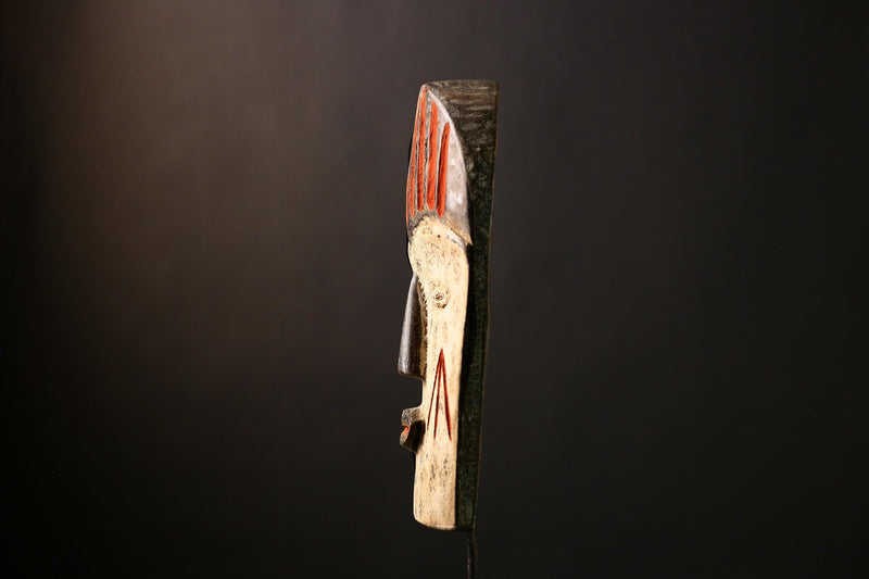 African Lega Mask Vintage Tribal Face Art, Authentic Handcrafted Wall Sculpture, Unique Decorative African Art Piece-G3987