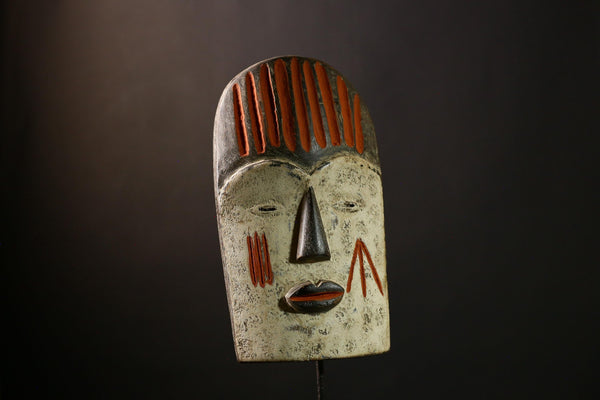 African Lega Mask Vintage Tribal Face Art, Authentic Handcrafted Wall Sculpture, Unique Decorative African Art Piece-G3987