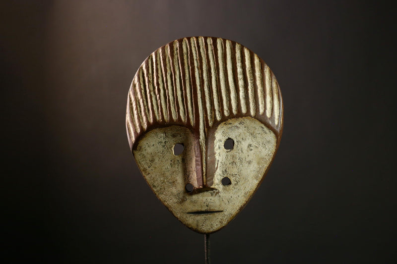 African Bwami Mask: Authentic Lega Tribal Art, Handcarved Wooden Face Sculpture, Unique Cultural Wall Decor, Collectible Artifact-G3986