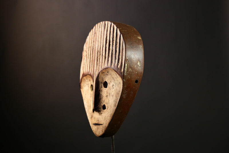 African Bwami Mask: Authentic Lega Tribal Art, Handcarved Wooden Face Sculpture, Unique Cultural Wall Decor, Collectible Artifact-G3986