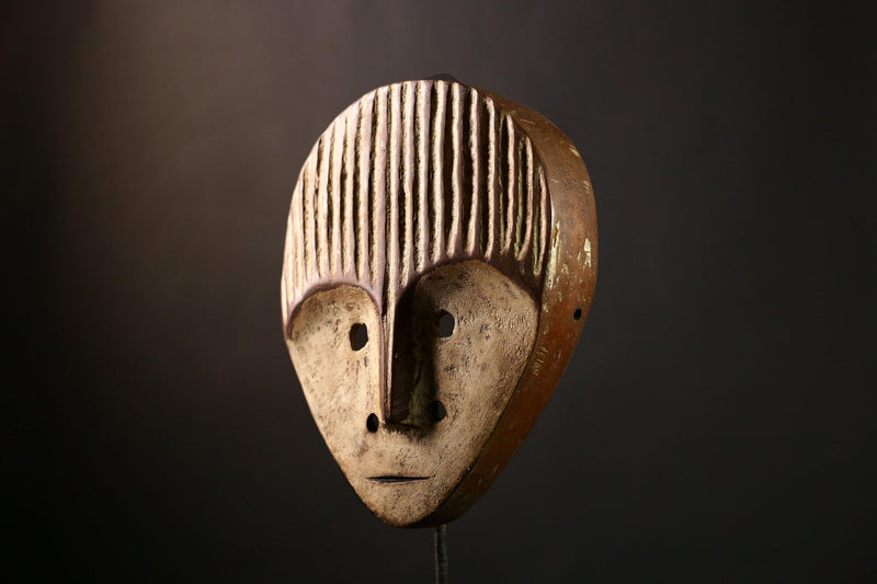 African Bwami Mask: Authentic Lega Tribal Art, Handcarved Wooden Face Sculpture, Unique Cultural Wall Decor, Collectible Artifact-G3986