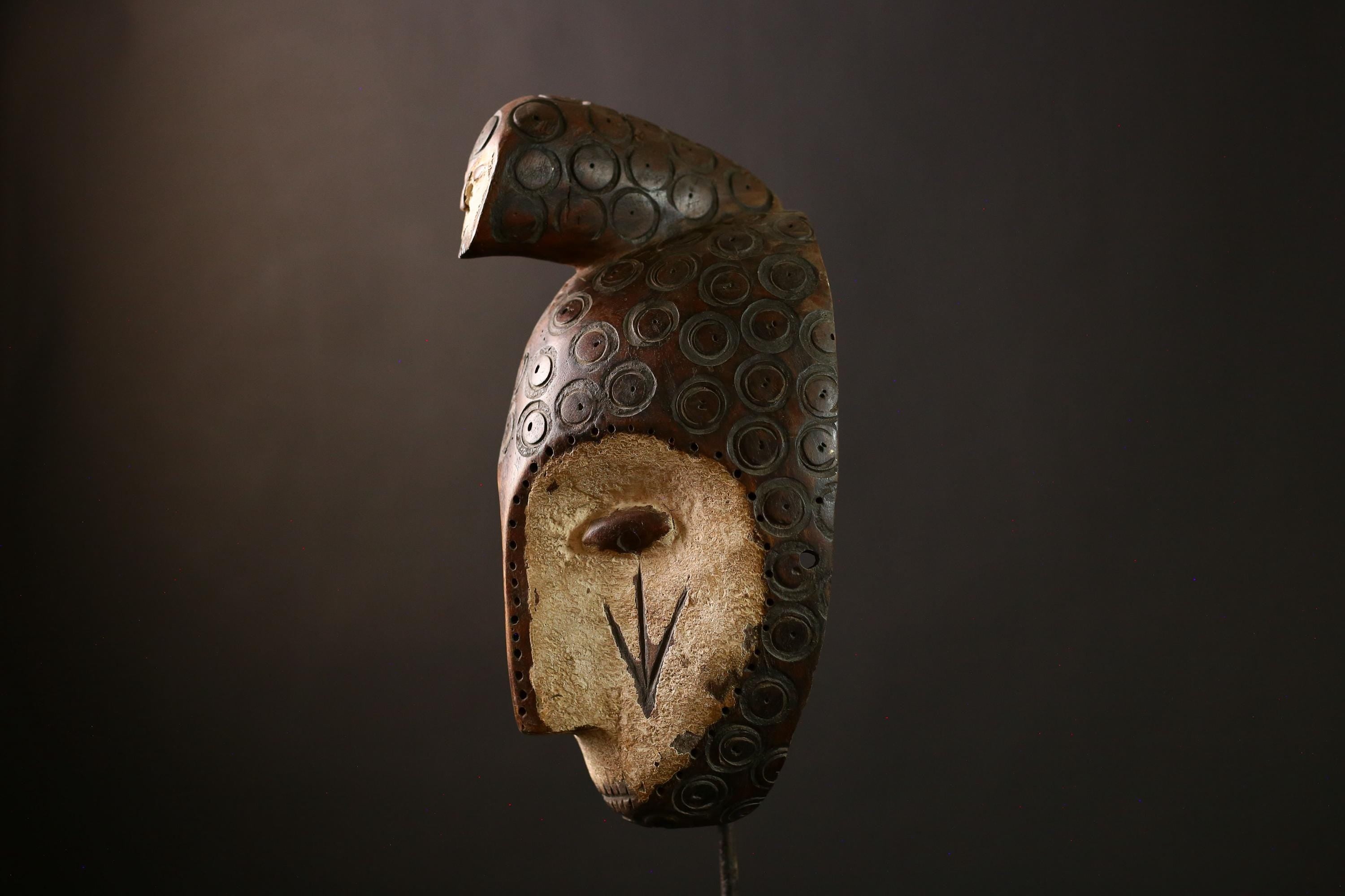 African Bwami Mask Authentic Lega Tribal Art, Handcrafted Wooden Sculpture, Unique Ethnic Home Decor, Collectible DR Congo Artifact-G3983