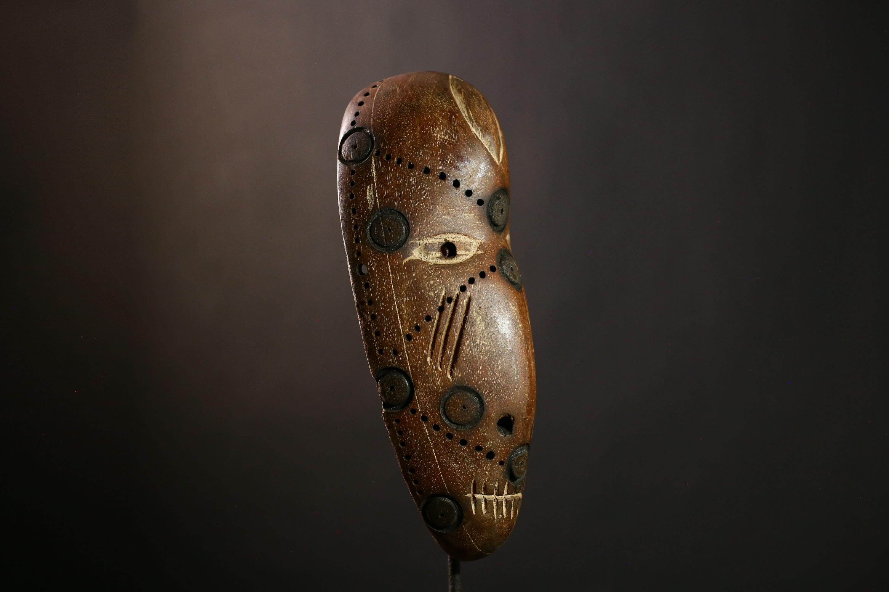 African Bwami Mask Vintage Lega Tribal Art, Hand-Carved Wooden Sculpture, Unique Cultural Decor, Collectible Home Display-G3982