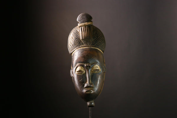 African Baule Mask | Authentic Wooden Tribal Face | Vintage Wall Art Decor | Handcrafted Ivory Coast Sculpture | Ethnic Collectible -G3975