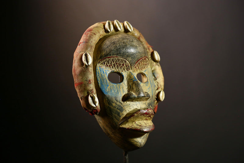 African Dan Tribal Mask Handcrafted Wooden Wall Art, Unique Ethnic Decor Sculpture, Authentic Collectible Tribal Piece-G1135