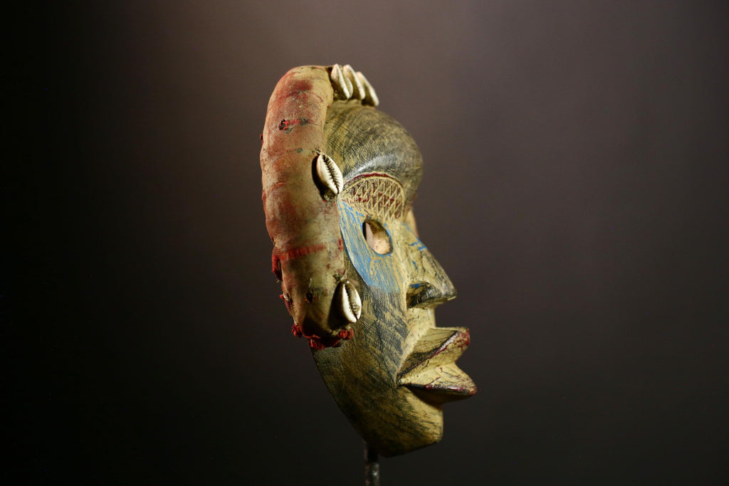 African Dan Tribal Mask Handcrafted Wooden Wall Art, Unique Ethnic Decor Sculpture, Authentic Collectible Tribal Piece-G1135