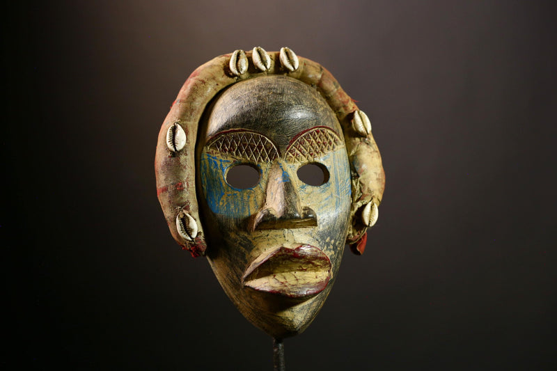 African Dan Tribal Mask Handcrafted Wooden Wall Art, Unique Ethnic Decor Sculpture, Authentic Collectible Tribal Piece-G1135