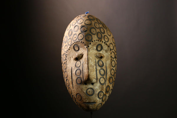 African Bwami Lega Mask Hand-Carved Vintage Tribal Sculpture, Ethnic Wood Decor, Unique Art Object for Home Collectible Display-G4009