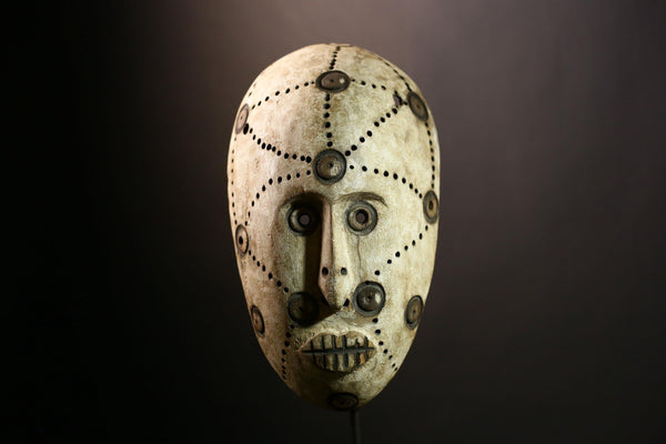 African Bwami Lega Mask Hand-Carved Vintage Tribal Sculpture, Ethnic Wood Decor, Unique Art Object for Home Collectible Display-G4008