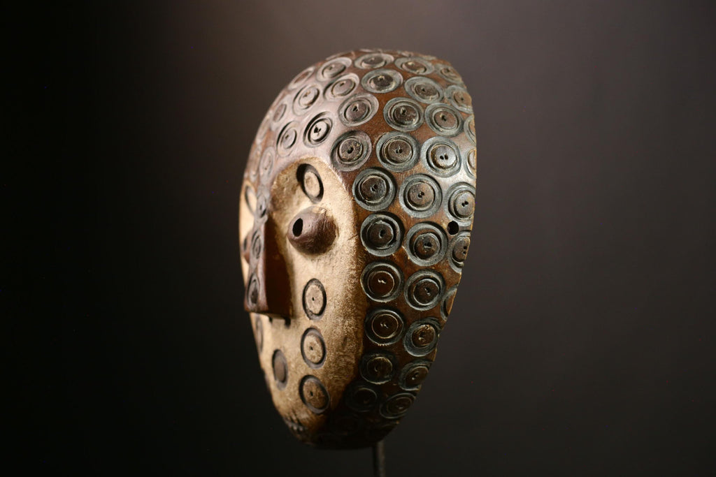 African Bwami Lega Mask Antique Wood Sculpture, Tribal Wall Art, Ethnic Home Decor, Unique Collectible Art Object for Display-G4007