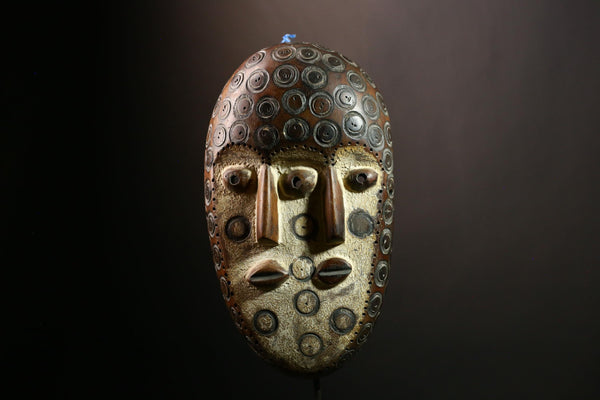 African Bwami 3 Faces Mask Lega Tribal Art Sculpture, Congo Wall Decor, Ethnic Home Décor, Unique Collectible for Artistic Display-G4006