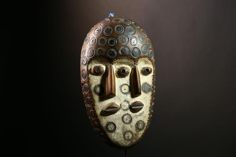 African Bwami 3 Faces Mask Lega Tribal Art Sculpture, Congo Wall Decor, Ethnic Home Décor, Unique Collectible for Artistic Display-G4006