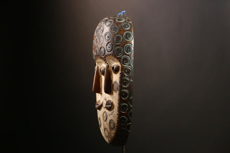 African Bwami 3 Faces Mask Lega Tribal Art Sculpture, Congo Wall Decor, Ethnic Home Décor, Unique Collectible for Artistic Display-G4006