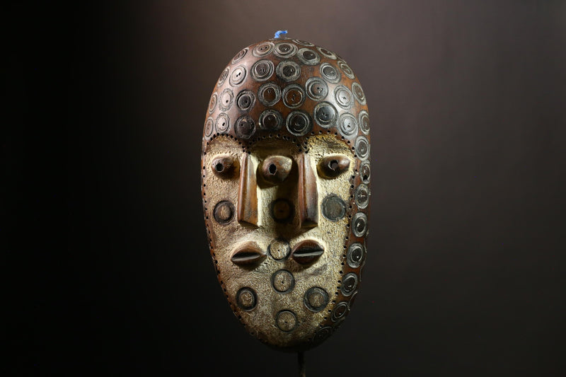 African Bwami 3 Faces Mask Lega Tribal Art Sculpture, Congo Wall Decor, Ethnic Home Décor, Unique Collectible for Artistic Display-G4006